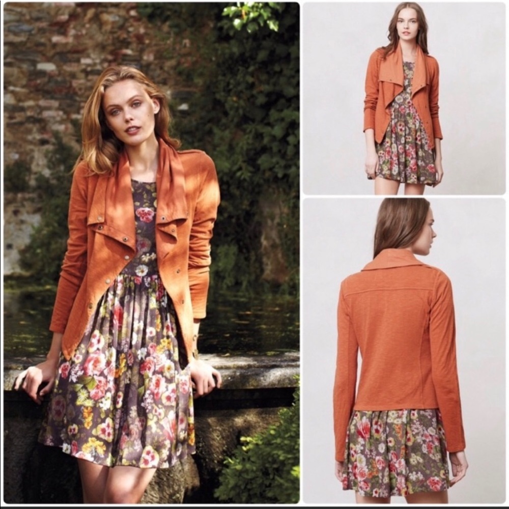 Anthro Saturday Sunday Orange Tavi Moto Jacket